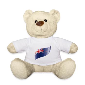 New Zealand flag waved - Teddy Bear - white - Front
