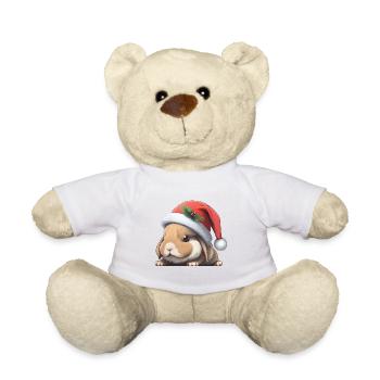 Lapin de Pâques avec chapeau de Noël - Nounours - blanc - Devant