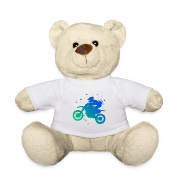 Women's Men's Dirt Biker Dirt Bike Dirt Bike - Teddy Bear - white - Front