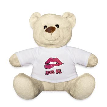 Lippen Kuss Mund Geschenk Piercing Liebe Valentin - Teddy - Weiß - Vorne