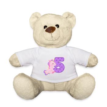 Geburtstag Mädchen 5. Geburtstag Einhorn 5 Jahre - Teddy - Weiß - Vorne