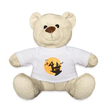 Halloween Shirt mit einer Hexe und Hexenhaus - Teddy - Weiß - Vorne