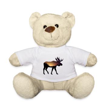 Elch mit Sonnenuntergang - Teddy - Weiß - Vorne