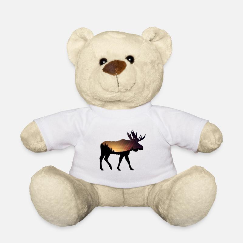 Elch mit Sonnenuntergang - Teddy - Weiß