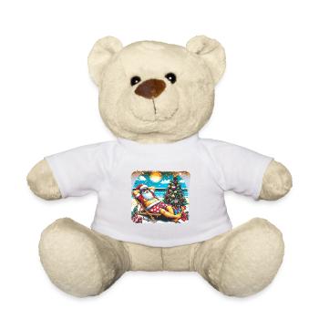 Santa macht Urlaub am Strand festlicher Sommerlook - Teddy - Weiß - Vorne