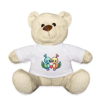 Paon Oiseau Couple Amour Couple Amoureux - Nounours - blanc - Devant