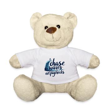 Je chasse les vagues, pas les chèques de paie – Surf et liberté - Nounours - blanc - Devant