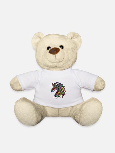 Idée de cadeau étalon cheval coloré AKE Wildhorse - Nounours - blanc