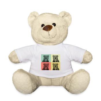 Pitbull - Visage souriant - Nounours - blanc - Devant