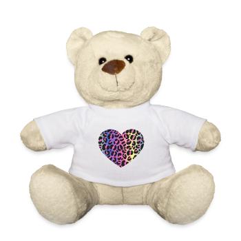 Animal print leopard predator retro neon saying - Teddy Bear - white - Front