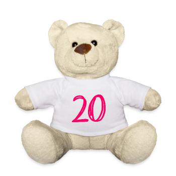 20 YEARS. 20TH ANNIVERSARY. BIRTHDAY 20 YEARS. 20 - Teddy Bear - white - Front