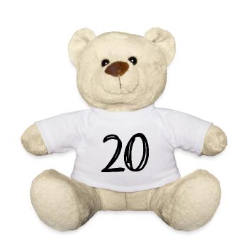 20 YEARS. 20TH ANNIVERSARY. BIRTHDAY 20 YEARS. 20 - Teddy Bear - white - Front