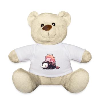 Niedlicher Igel reitet auf Dino - Teddy - Weiß - Vorne