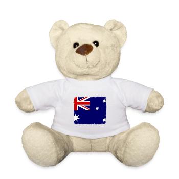 Drapeau australien sous drapeau australien - Nounours - blanc - Devant