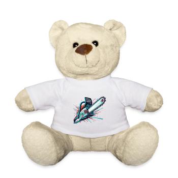 Vector Polygon Chainsaw - Teddy Bear - white - Front