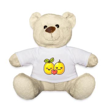 Lemon Couple Love Heart Valentine's Day - Teddy Bear - white - Front