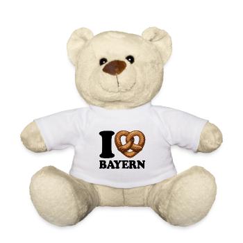 I Love Bavaria & Pretzels - Heart - Hobby - Teddy Bear - white - Front