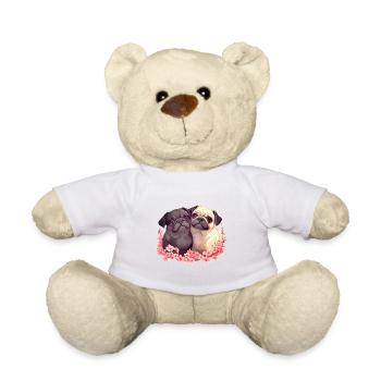 Cute pug couple - Teddy Bear - white - Front