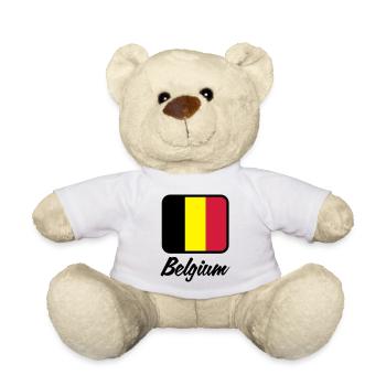 National Flag of Belgium - Teddy Bear - white - Front