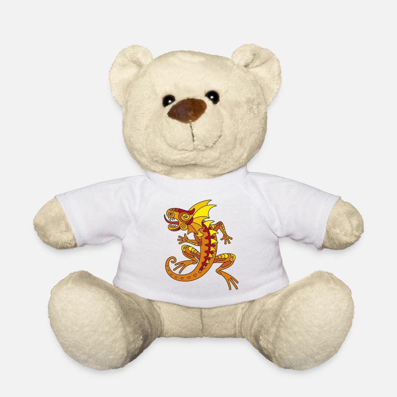 Echse (orange) - Teddy Bear - white