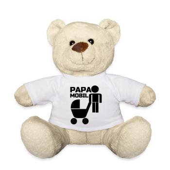 Papa Mobil Vater, Familie, Kind, Geschenk Vatertag - Teddy - Weiß - Vorne
