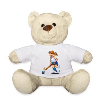 Full Color Field Hockey Girl Design - Teddy Bear - white - Front