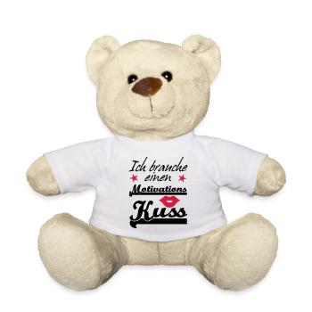 Motivationskuss Liebe, Spruch, Geschenk, Fun - Teddy - Weiß - Vorne