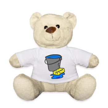 cleaning cleaning cleaning woman broom wischmop32 - Teddy Bear - white - Front