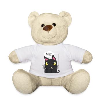 Cat cartoon kids gift speech bubble sayings - Teddy Bear - white - Front