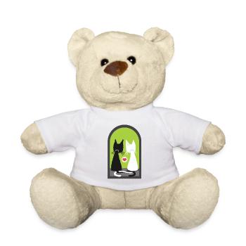 Love heart kids gift cat kitten pet - Teddy Bear - white - Front
