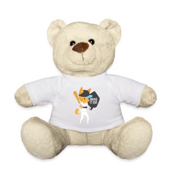 Cat Baseball Speech Bubble Gift Kids Cartoon - Teddy Bear - white - Front