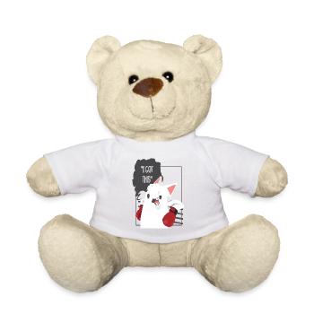 Cat Boxing Sport Gift Comic Cartoon Hangover - Teddy Bear - white - Front