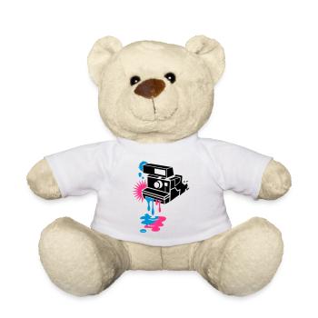 Instant camera - color drips out - - Teddy Bear - white - Front