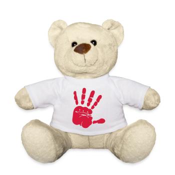 Hand fingerprint crime scene design as a vector graphic - Teddy Bear - white - Front