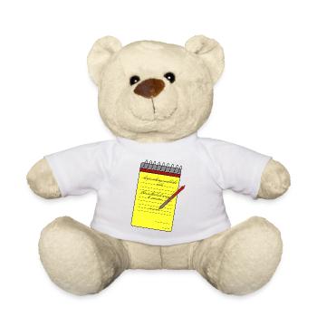 Notizblock und Bleistift - Teddy - Weiß - Vorne