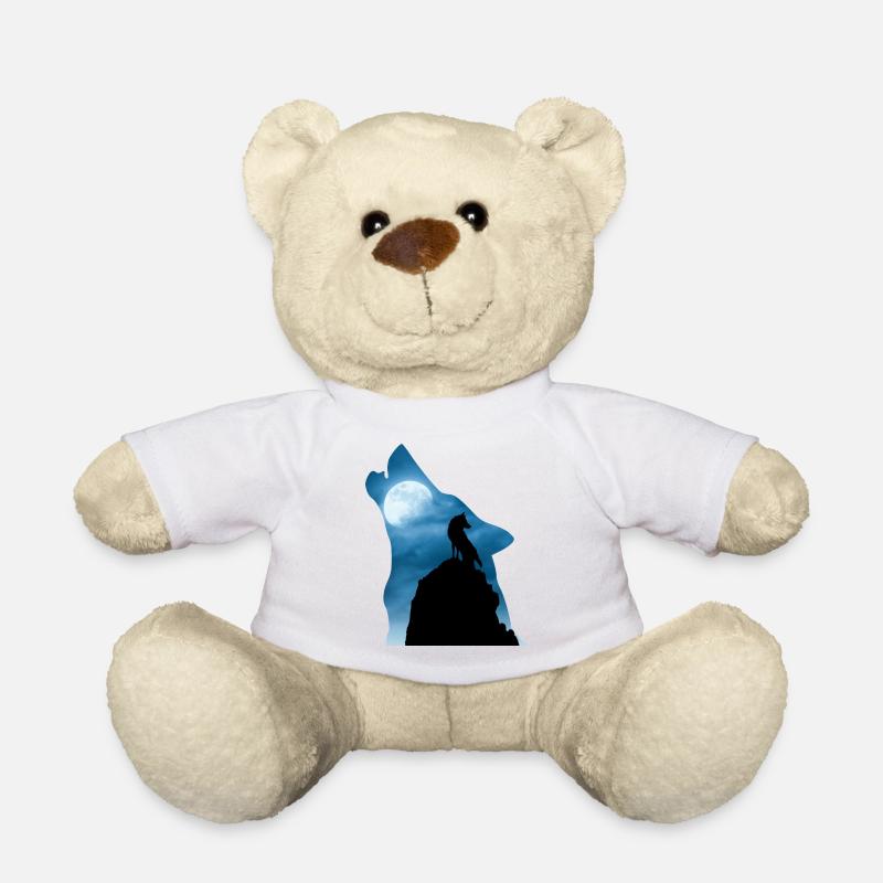 Cooles Wolf T-Shirt, Geschenkidee - Teddy - Weiß