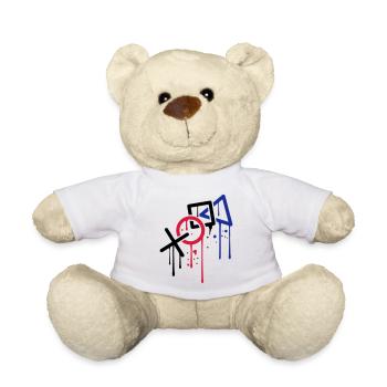 tropfen graffiti controller kontur cool X viereck - Teddy - Weiß - Vorne