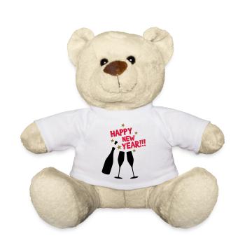 Happy New Year - Glückliches neues Jahr - Teddy - Weiß - Vorne