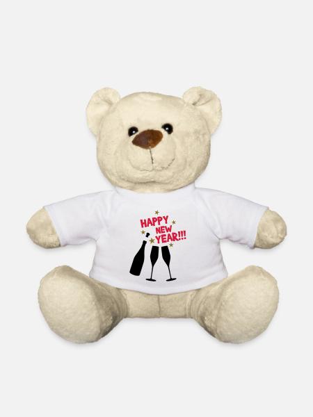 Happy New Year - Glückliches neues Jahr - Teddy - Weiß