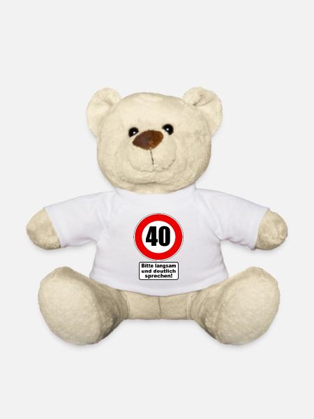 40ème anniversaire panneau de signalisation attention cadeau - Nounours - blanc