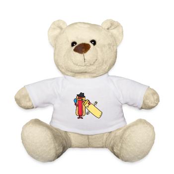 Hotdog avec moustache - Nounours - blanc - Devant