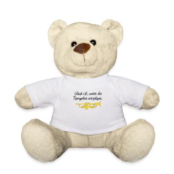 Glück ist wenn die Trompeten einsetzen, Geschenk - Teddy - Weiß - Vorne