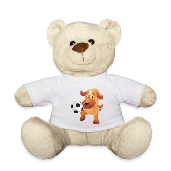 Chien football sport cadeau enfant drôle amusement porte - Nounours - blanc - Devant