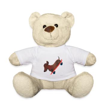 Skateboard dog gift kid funny cute sport - Teddy Bear - white - Front
