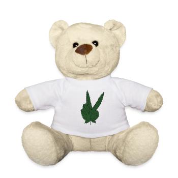 Marijuana Hanfblatt Weed Peace Zeichen - Teddy - Weiß - Vorne