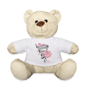 Music notes with music sheet and rose. - Teddy Bear - white - Front