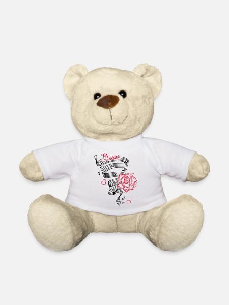 Notes musicales avec musique et fleur. - Nounours - blanc