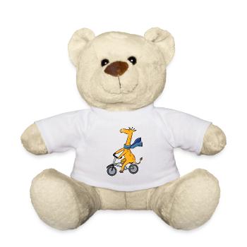 Giraffe Long Neck Bicycle Animal Tour Kids Gift - Teddy Bear - white - Front