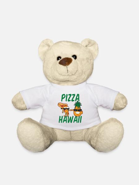 Pizza Hawaii Ananas Schinken Käse Tomate Geschenk - Teddy - Weiß
