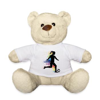 Footballer silhouette with colorful graffiti - Teddy Bear - white - Front